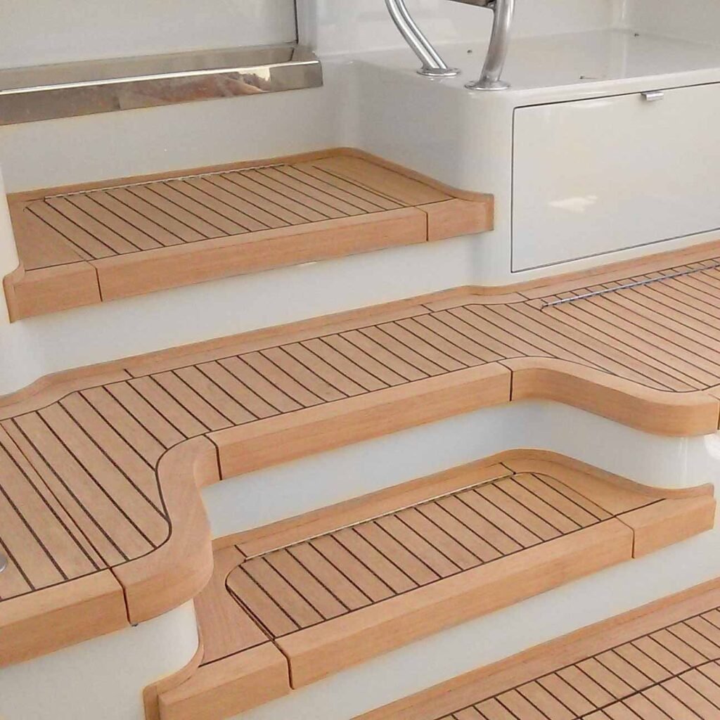 Nuteak bullnose synthetic teak steps by ICA Group