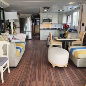Nautical marine grade flooring in a house boat